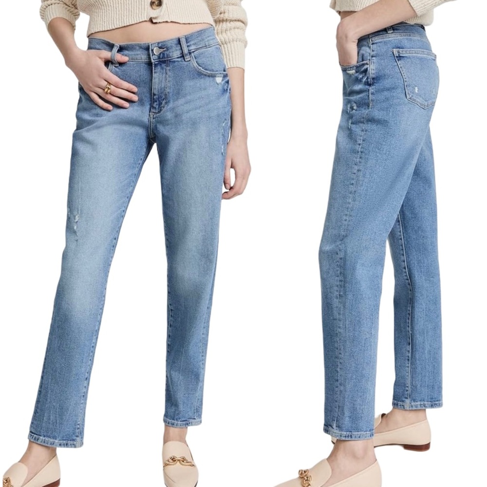 DL1961 NWT Light Glacier Distressed Riley Boyfriend Jeans